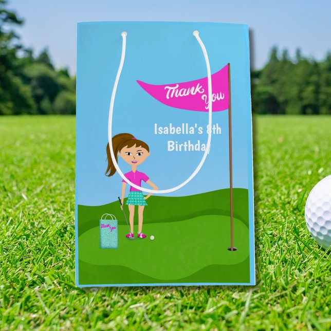 Coola tjejers golf-tema födelsedags tackpåse (Skapare uppladdad)