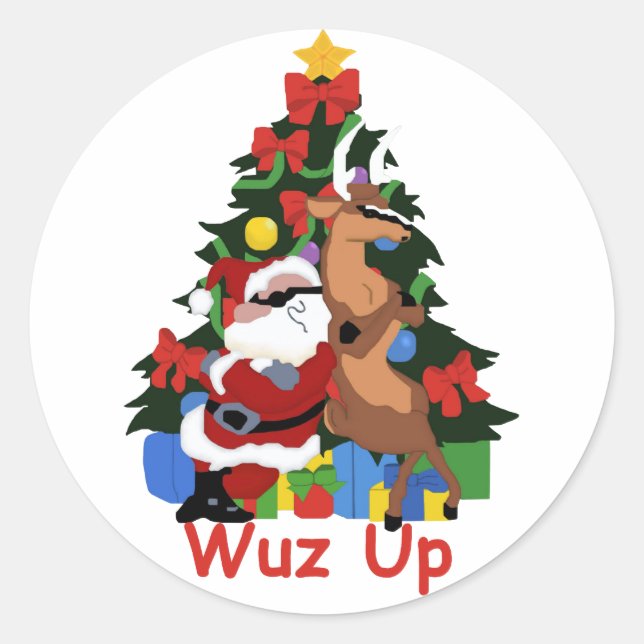 Coola Tomt- och renstickers Runt Klistermärke (Framsida)