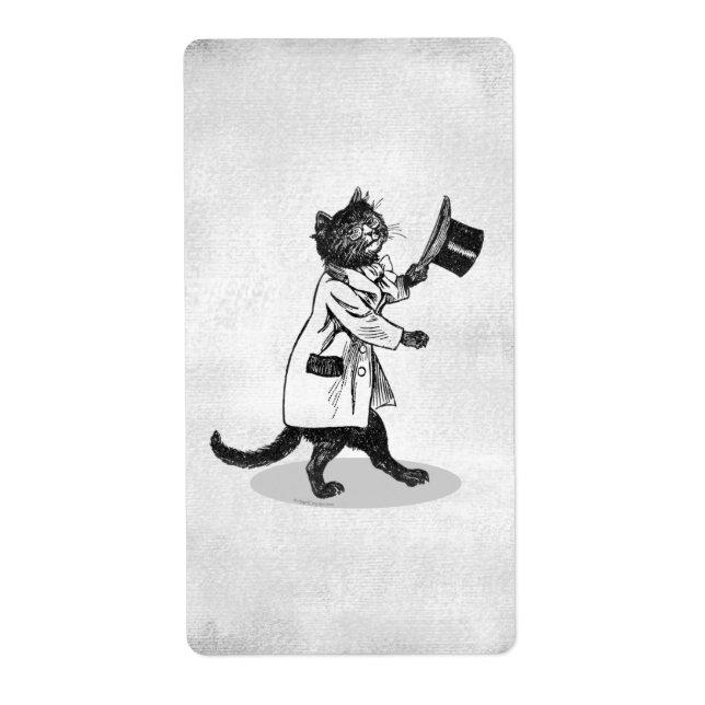 Coola Top hat Cat Etching Faux Canvas Labels Fraktsedel (Framsidan)