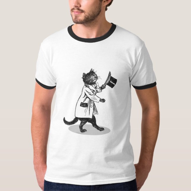 Coola Top hat Cat Vintage Art T-shirt (Framsida)