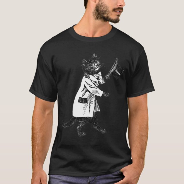 Coola Top hat Cat Vintage Art T-shirt (Framsida)