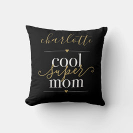 Coola Toppen Mamma Personlig, svart och Guld Kudde
