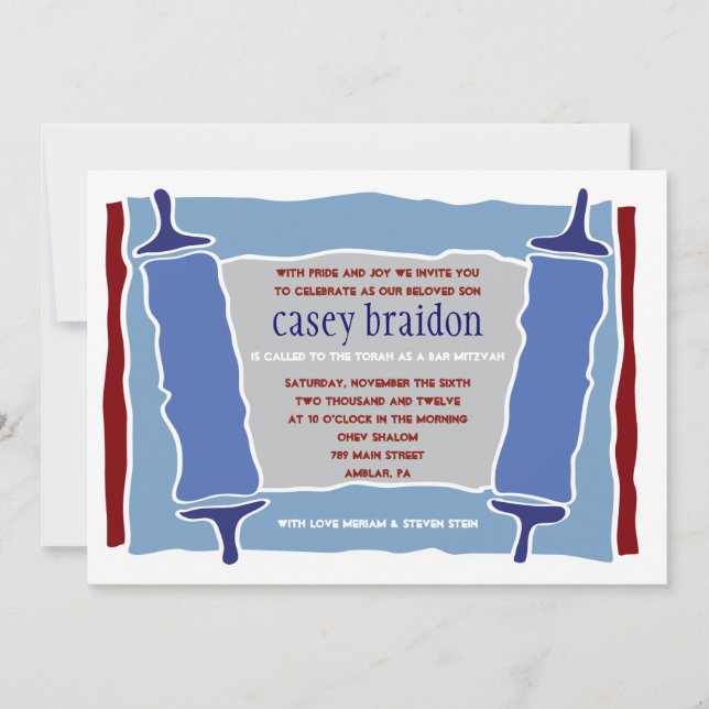 COOLA TORAH Temat Bat mitzvah inbjudan till Pub (Framsida)