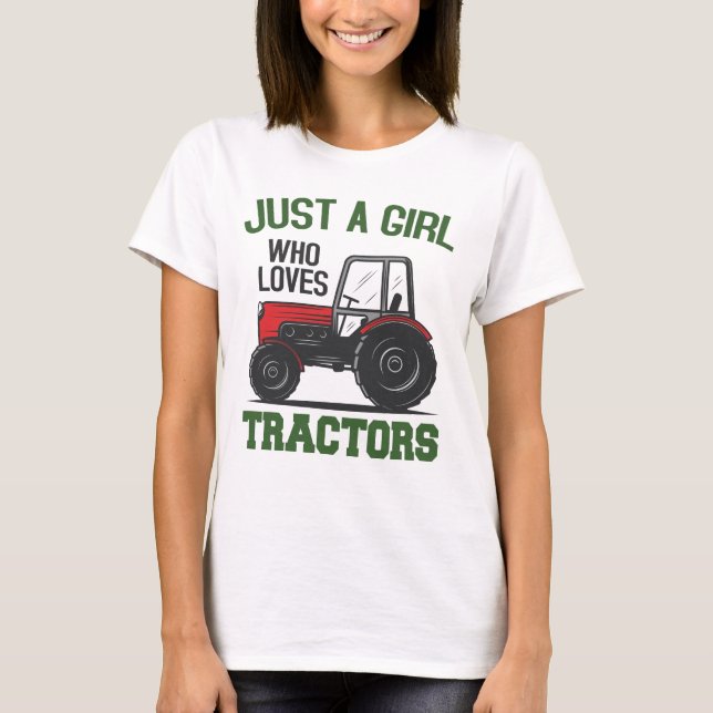 Coola Tractor Älskare, bara en flicka som Kärlek T Shirt (Framsida)