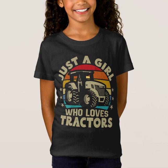 Coola Tractor Älskare, bara en flicka som Kärlek T Shirt (Framsida)