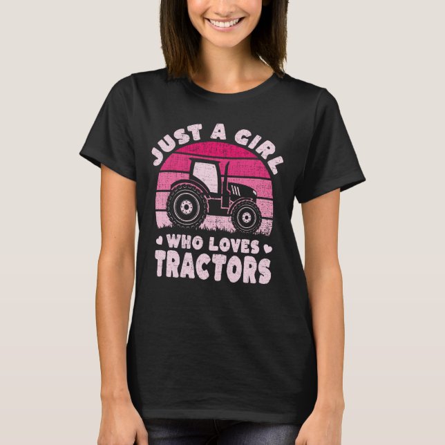 Coola Tractor Älskare, bara en flicka som Kärlek T Shirt (Framsida)