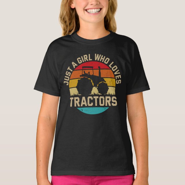 Coola Tractor Älskare, bara en flicka som Kärlek T Shirt (Framsida)