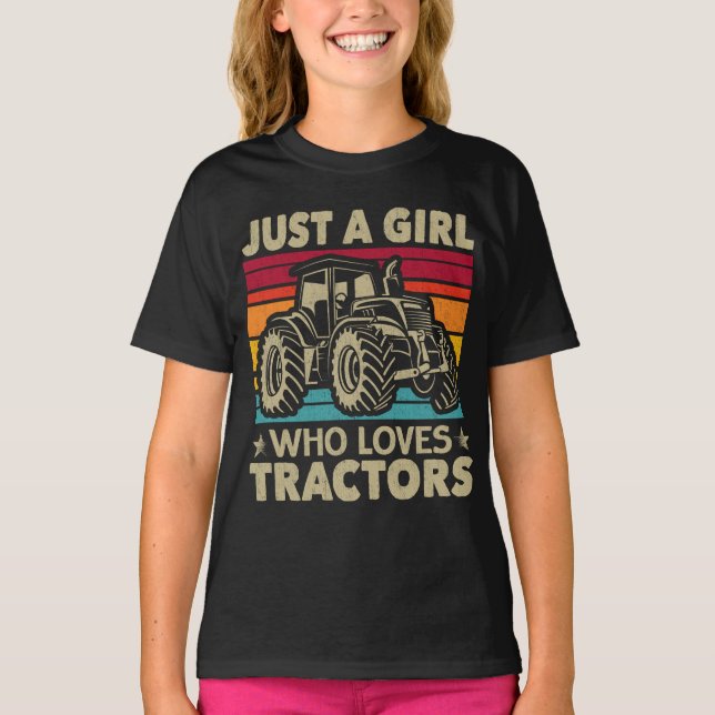 Coola Tractor Älskare, bara en flicka som Kärlek T Shirt (Framsida)