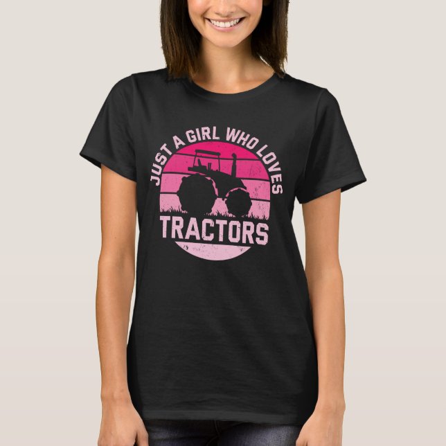 Coola Tractor Älskare, bara en flicka som Kärlek T Shirt (Framsida)