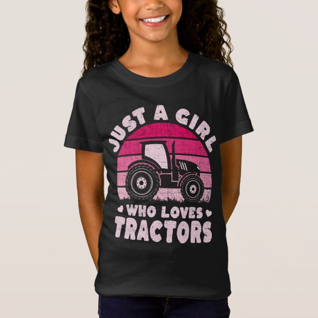 Coola Tractor Älskare, bara en flicka som Kärlek T Shirt (Framsida)