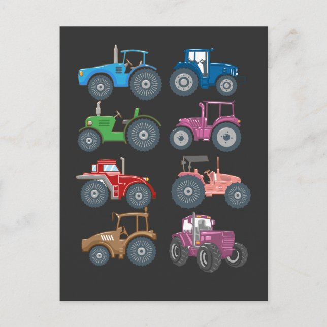 Coola Tractor Farmer Boy Farm Fordon Farming Vykort (Framsida)