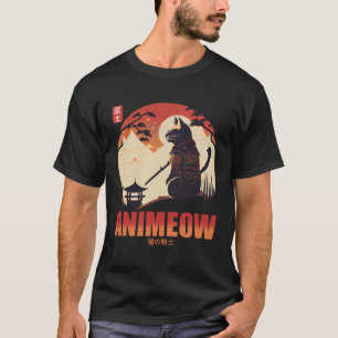 Coola Traditional Japan Stil med Samurai Cat T Shirt