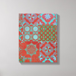 Coola, trendig Aegean-plattor i rött och blått Canvastryck