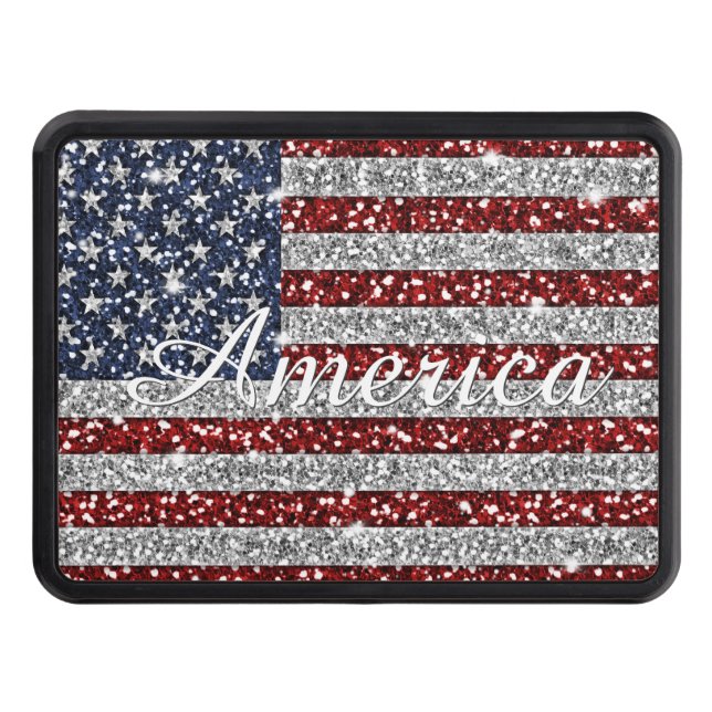Coola trendig America flagga sherfaux glitter Skydd För Dragkrok (Framsidan)