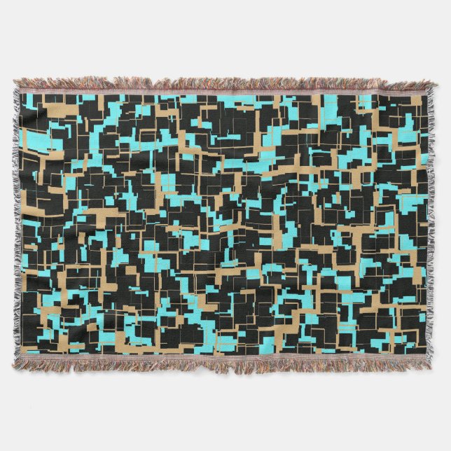Coola Trendig Black Gult Blue Mönster Filt (Framsidan)
