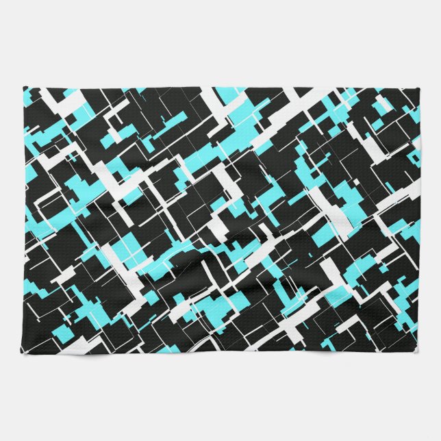 Coola Trendig Black White Blue Mönster Kökshandduk (Horisontell)