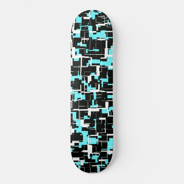 Coola Trendig Black White Blue Mönster Mini Skateboard Bräda 18,5 Cm (Framsida)