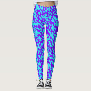Coola Trendig Blue Lila Animal Print Spot Mönster Leggings