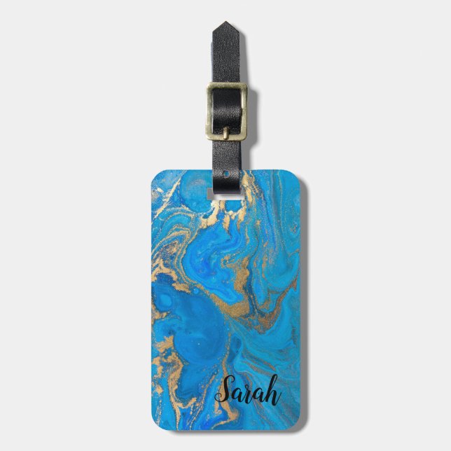 Coola Trendig Blue Marble Bagagebricka (Vertikal Framsida)