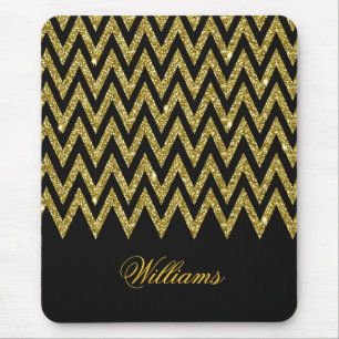 Coola trendig chevron zigzag guld faux glitter musmatta
