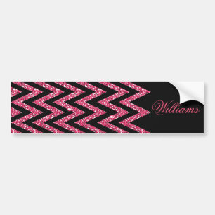Coola trendig chevron zigzag shock rosa faux glitt bildekal