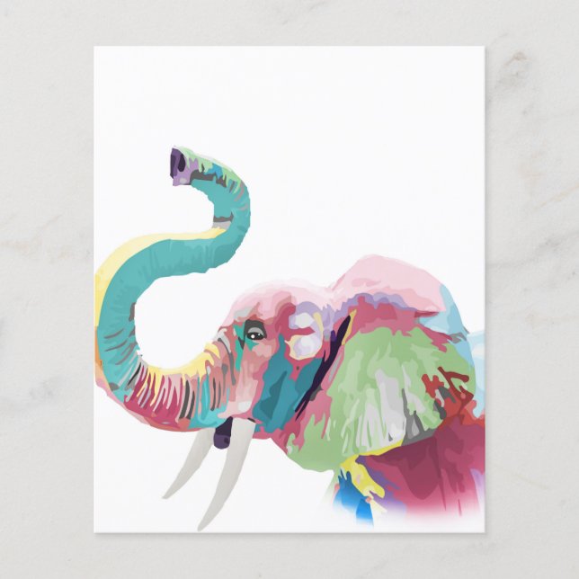 Coola Trendig Colorful Elephant Flygblad (Framsidan)