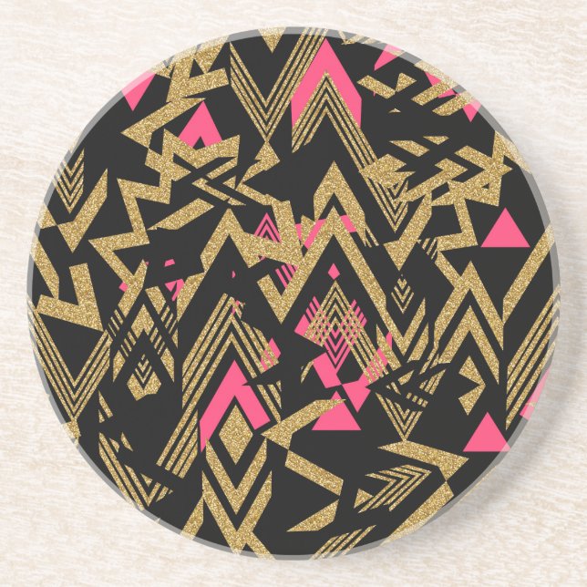 Coola trendig faux guld glitter geometric mönster underlägg (Framsidan)