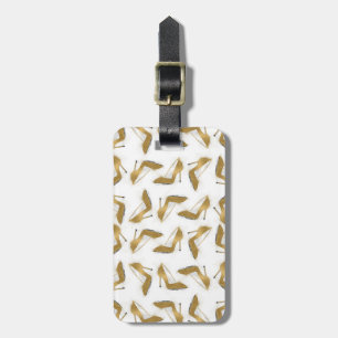 Coola trendig faux högklackskor guld glitter bagagebricka