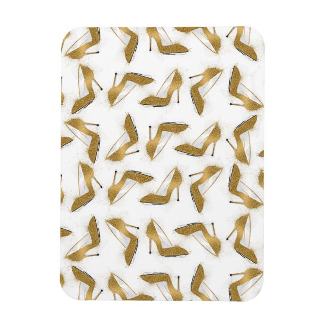 Coola trendig faux högklackskor guld glitter magnet (Vertikal)