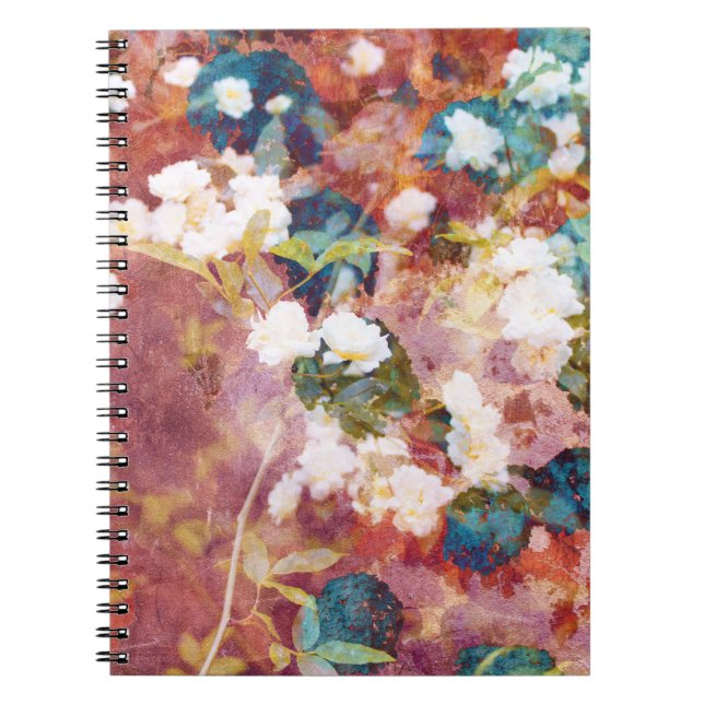 Coola, trendig konst av romantisk blomma mönster anteckningsbok (Framsidan)