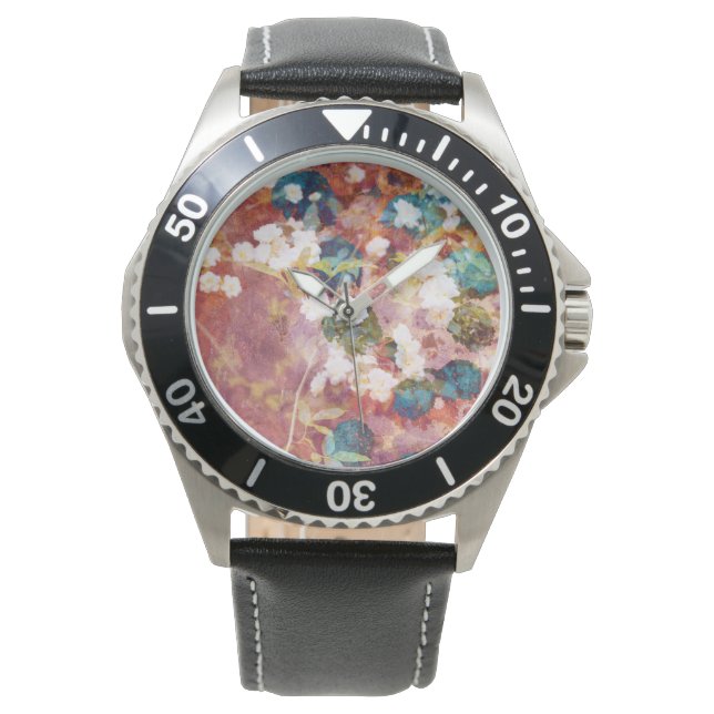 Coola, trendig konst av romantisk blomma mönster armbandsur (Framsida)