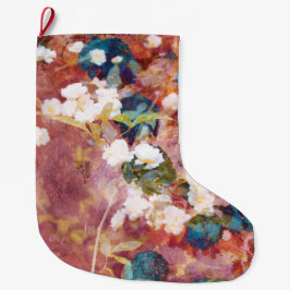 Coola, trendig konst av romantisk blomma mönster stor julstrumpa