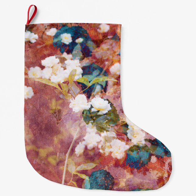 Coola, trendig konst av romantisk blomma mönster stor julstrumpa (Framsidan)