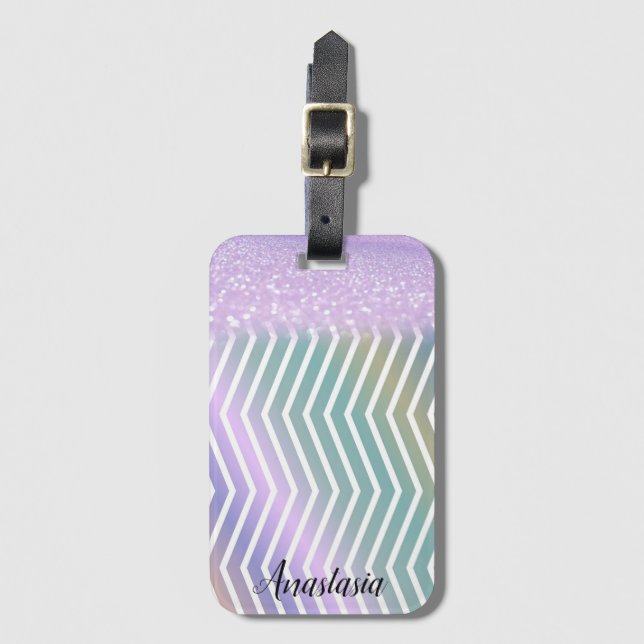 Coola Trendig Lila Glitter Bagagebricka (Framsida vertikal)