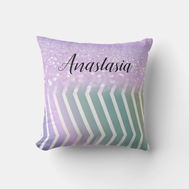 Coola Trendig Lila Glitter Kudde (Framsida)