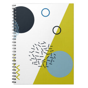 Coola, trendig, modern, Memphis grönt blue geometr Anteckningsbok