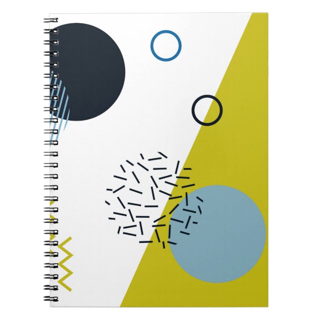 Coola, trendig, modern, Memphis grönt blue geometr Anteckningsbok (Framsidan)