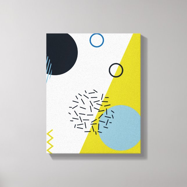 Coola, trendig, modern, Memphis grönt blue geometr Canvastryck (Framsida)