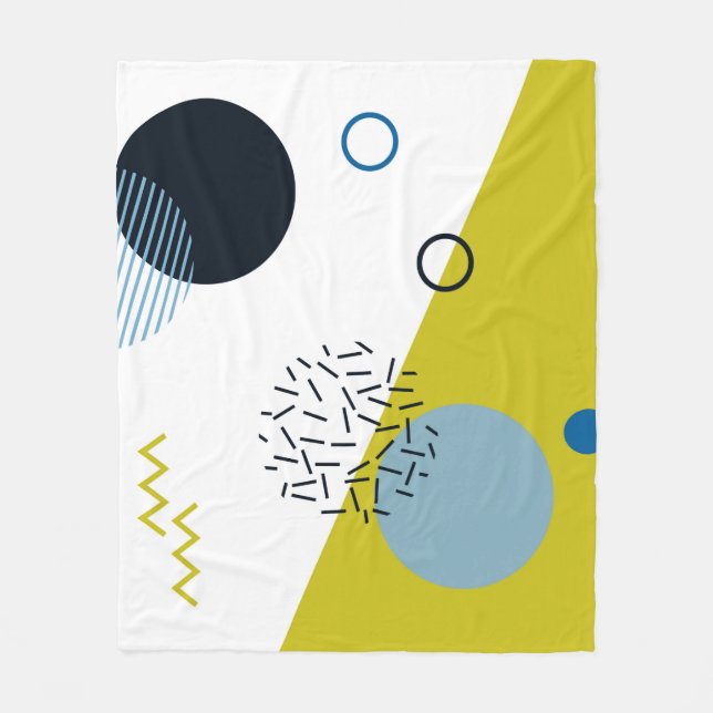 Coola, trendig, modern, Memphis grönt blue geometr Fleecefilt (Framsidan)