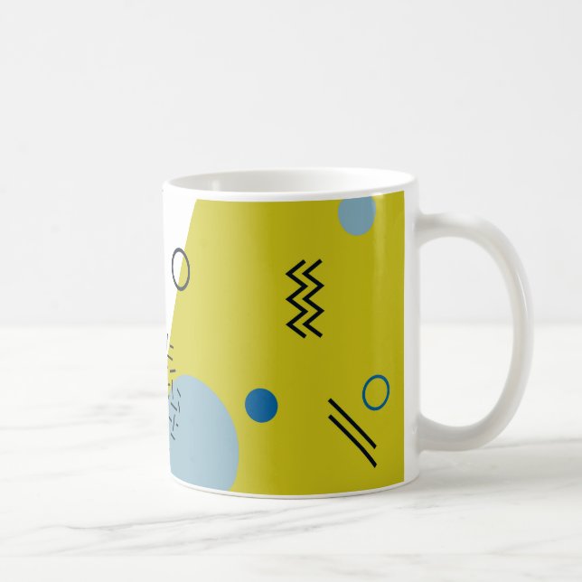 Coola, trendig, modern, Memphis grönt blue geometr Kaffemugg (Höger)