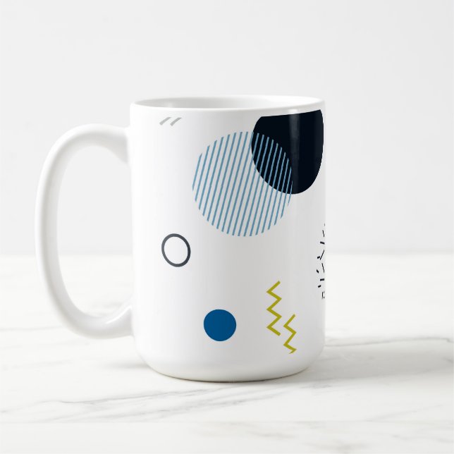 Coola, trendig, modern, Memphis grönt blue geometr Kaffemugg (Vänster)