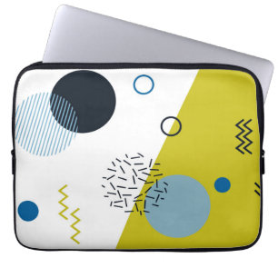 Coola, trendig, modern, Memphis grönt blue geometr Laptop Fodral