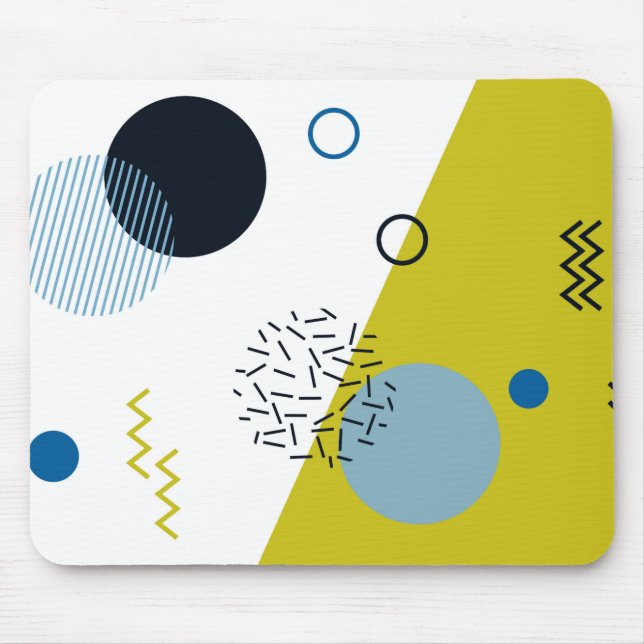 Coola, trendig, modern, Memphis grönt blue geometr Musmatta (Framsidan)