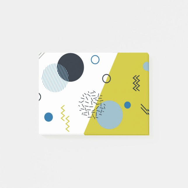 Coola, trendig, modern, Memphis grönt blue geometr Post-it Block (Framsida)