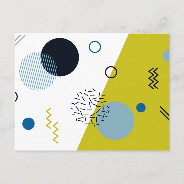 Coola, trendig, modern, Memphis grönt blue geometr Vykort (Framsida)