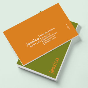 Coola Trendig Modern Oliv grönt Orange och skörd Visitkort