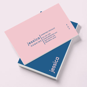 Coola Trendig Modern Royal Blue & Blek Rosa Visitkort