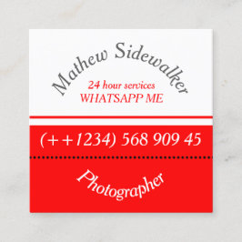 Coola Trendig Red and White Cubic Fyrkantigt Visitkort