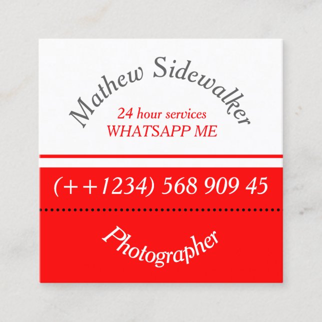 Coola Trendig Red and White Cubic Fyrkantigt Visitkort (Framsida)