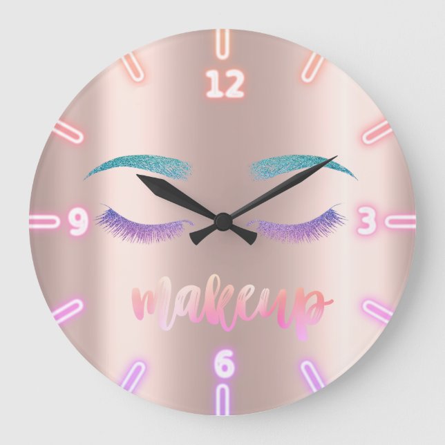 Coola Trendig Ro Guld Glitter faux lahes Stor Klocka (Framsida)